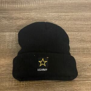 US Army Black Beanie Hat Unisex Embroidered Logo Military Theme